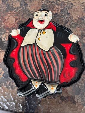 Fitz and Floyd Halloween Vintage Dracula Vampire  Rare Holiday Tray Paper Mache